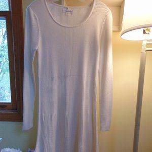 Calvin Klein Fit & Flair Sweater Dress Cream Sz Lg